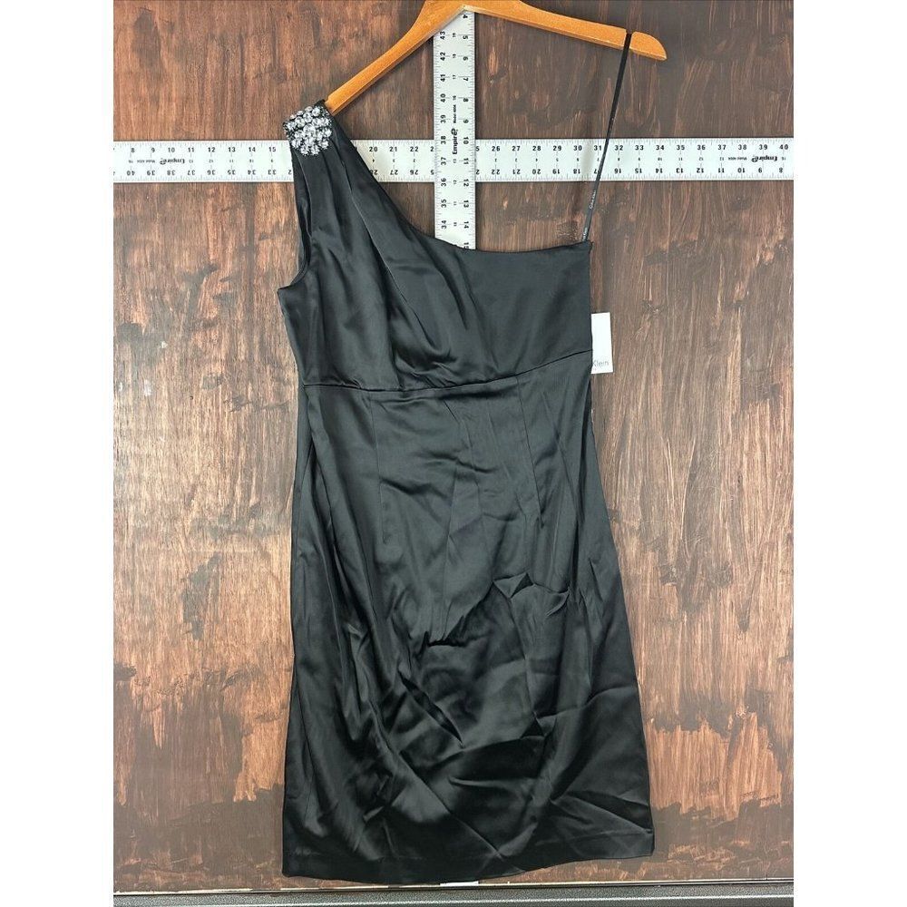 12 Calvin Klein One Shoulder Diamond Style Crest Dress CD1J1KE8 Women 12 NEW NWT